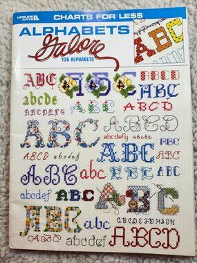 Leisure Arts Alphabets Galore Cross Stitch Pattern Book 136 Alphabets Needlework
